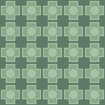 Abstract geometric pattern of squares with crosses. Seamless mosaic and tile. Vector illustrationのイラスト素材