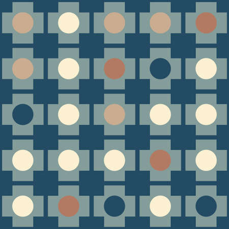 Abstract geometric pattern of squares with crosses. Seamless mosaic and tile. Vector illustrationのイラスト素材