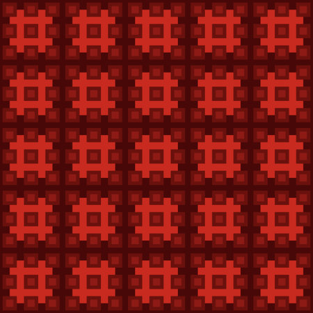 Abstract geometric pattern of squares with crosses. Seamless mosaic and tile. Vector illustration
