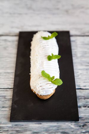 Delicious eclairs. Traditional French dessert