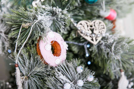 Christmas pastel decorations in a studioの写真素材