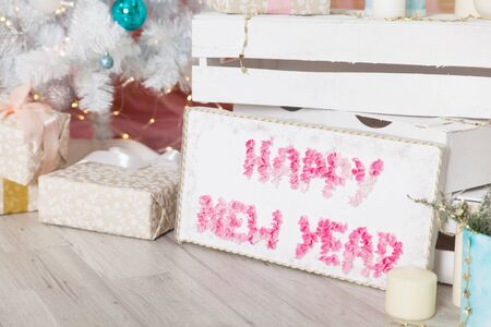 Christmas pastel decorations in a studio