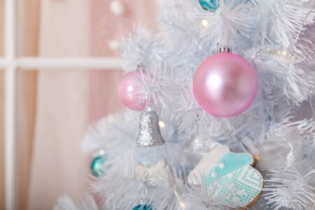 Christmas pastel decorations in a studioの写真素材