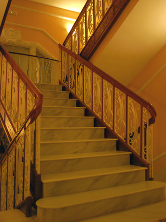 Art Nouveau hotel staircase in Trujillo, Spain. Architectural details.の写真素材