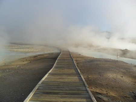 Norris geyser basin in Yellowstone National Parkの写真素材