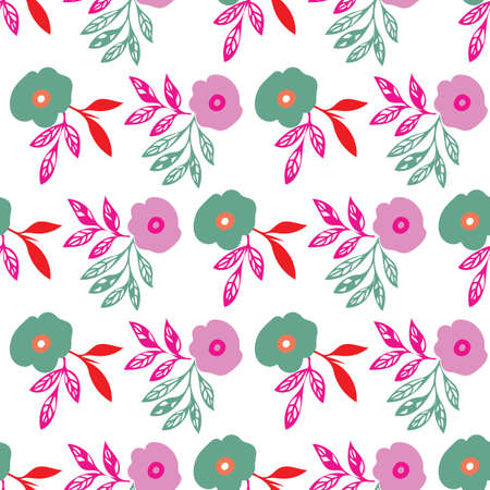 Vector floral and leaves seamless pattern background. Perfect for fabric, packaging, scrapbooking, gift wrap, wallpaper and other design projects.のイラスト素材