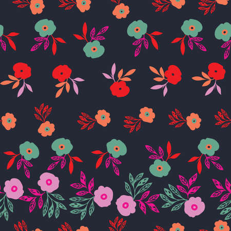 Vector floral and leaves seamless pattern background. Perfect for fabric, packaging, scrapbooking, gift wrap, wallpaper and other design projects.のイラスト素材