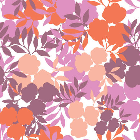Seamless florals and leaves pattern background. Perfect for fabric, gift wrap, scrapbooking, wallpaper, invitation design and other projects.の写真素材