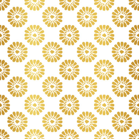 Seamless vector abstract gold shape pattern on white background.のイラスト素材