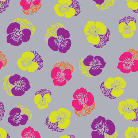 Seamless vector abstract colorful pansy pattern.のイラスト素材