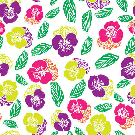 Seamless vector abstract pansy pattern.のイラスト素材