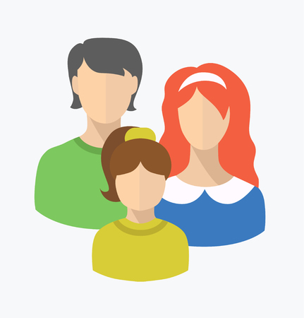 Flat style couple with child isolated on white Vector colorful illustrations in flat styleのイラスト素材