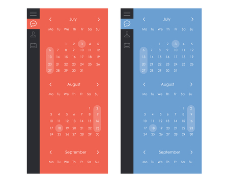 Vector set of Calendar Widget UIのイラスト素材