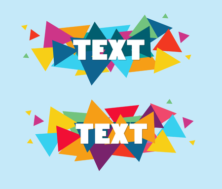 Set of trendy flat geometric vector banners. Vivid transparent banners in retro poster design style. Vintage colors and shapes. Red and yellow colors.のイラスト素材