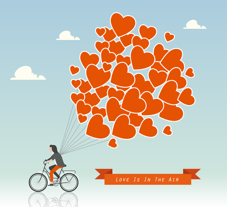 Man on a bike with balloons vector illustrationのイラスト素材