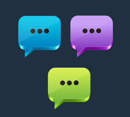Set of speech bubble icons  on dark  backgroundのイラスト素材