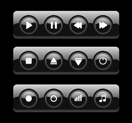 Black plastic vector player navigation buttonのイラスト素材