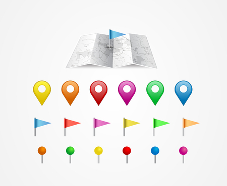Vector map icon with Pin Pointersのイラスト素材