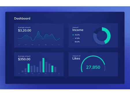 Set of flat design UI elements for website and mobile applications. Dark blue color.のイラスト素材
