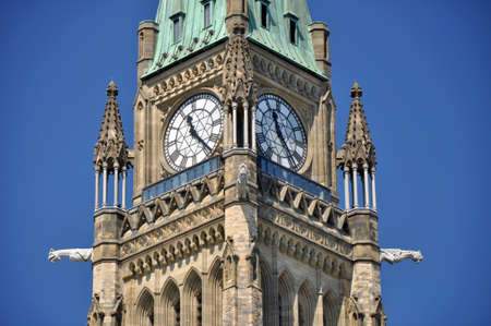 Ottawa, USA - July 15, 2013: Peace Tower of the Canadian Parliament building on Parliament Hill in Ottawaのeditorial素材