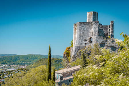 Rochemaure Castle in Rhone Valley, Franceの写真素材
