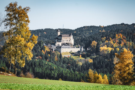 Medieval castle Rappottenstein in the warm light of autumnのeditorial素材