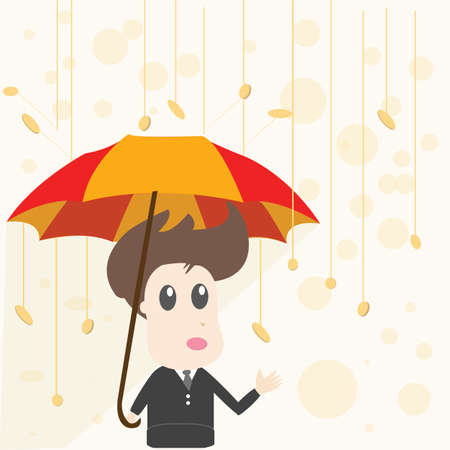 Businessman and Money Rainのイラスト素材