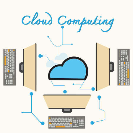 Cloud computing, laptops vector.