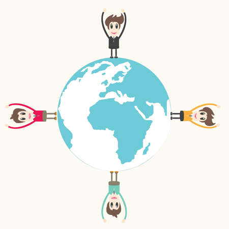 Man Standing on Earth Travel Whole World Concept,businessのイラスト素材