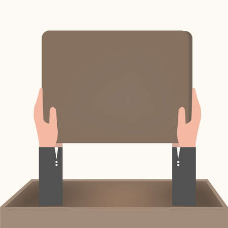 Hands holding paper,business man のイラスト素材