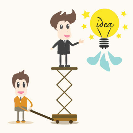 business man catching a light bulbのイラスト素材