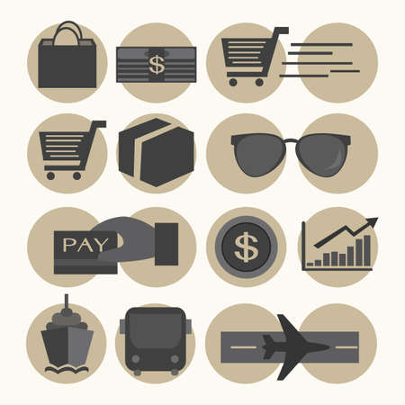 shopping icons setのイラスト素材