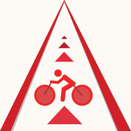 Bicycle route sign on the road and arrows pointing direction. Vector illustration.