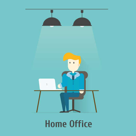 Flat design vector illustration of modern home officeのイラスト素材