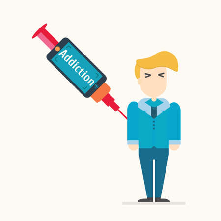 smartphone addiction. Vector illustration.のイラスト素材