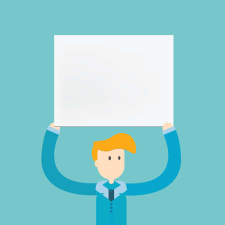 business man present empty white board,vector,illustration.のイラスト素材
