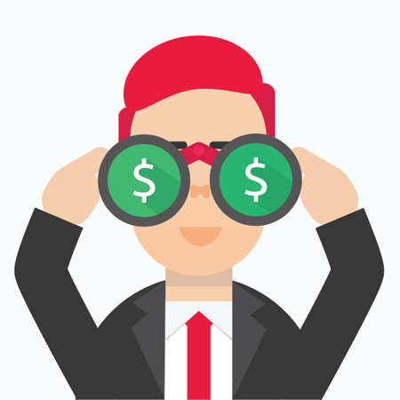 Businessman use binoculars find Target and money.のイラスト素材