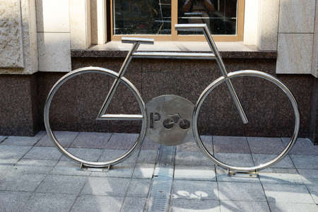 sign bicycle parking near the hotel. Kiev. Ukraineの写真素材