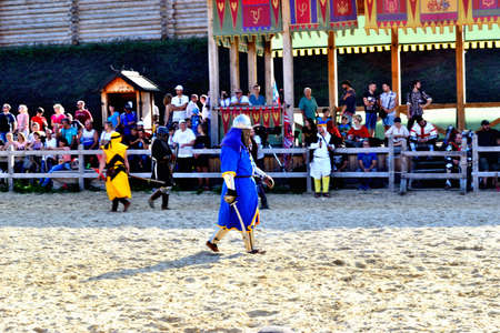 International Championship on the historical medieval battle \"Call of heroes.\" It passes near Kiev, in the village of Kopachev, Ukraine, 19-20 September 2015. のeditorial素材