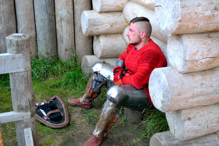 International Championship on the historical medieval battle \"Call of heroes.\" It passes near Kiev, in the village of Kopachev, Ukraine, 19-20 September 2015. のeditorial素材