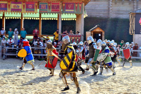 International Championship on the historical medieval battle \"Call of heroes.\" It passes near Kiev, in the village of Kopachev, Ukraine, 19-20 September 2015. のeditorial素材