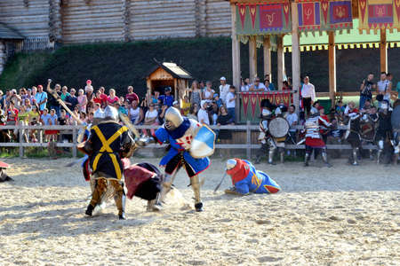 International Championship on the historical medieval battle \"Call of heroes.\" It passes near Kiev, in the village of Kopachev, Ukraine, 19-20 September 2015. のeditorial素材