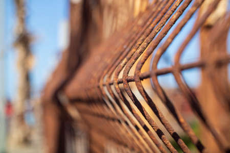 a rusty fence in the portの写真素材
