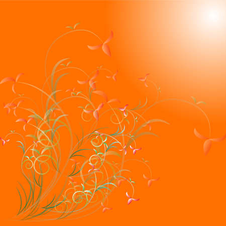 Orange realistic flowers ornate greeting cardのイラスト素材