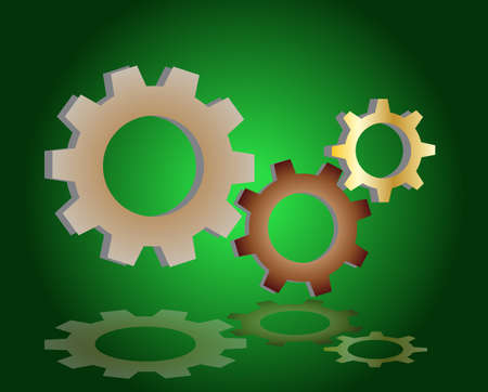 cogs gears on green backgroundのイラスト素材