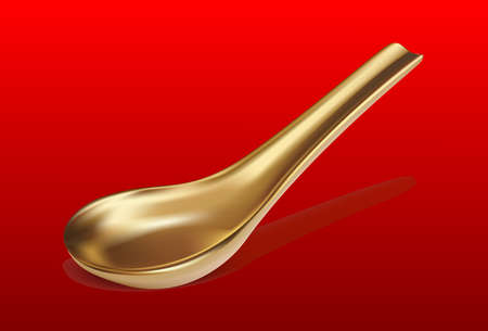 gold Chinese spoonのイラスト素材