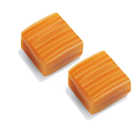 caramel candy close-up on white backgroundのイラスト素材