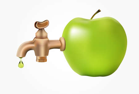 Fresh apple juice and green applesのイラスト素材