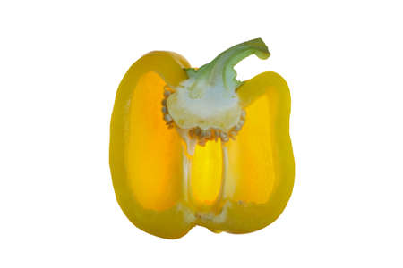 big pepper slice with seeds isolated on white backgroundの写真素材