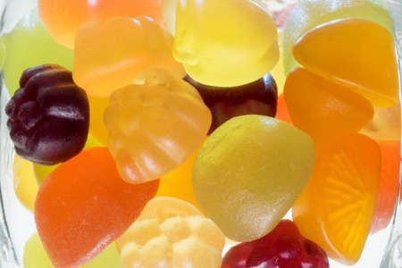 Fruit gummi candies assortment on whiteの写真素材